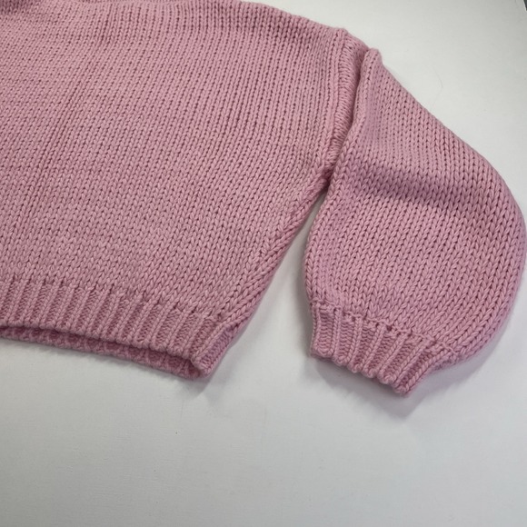 NWT PEPPERMAYO Women's Oversized Sweater M/L Pink Cable Bishop Sleeve - Picture 10 of 13